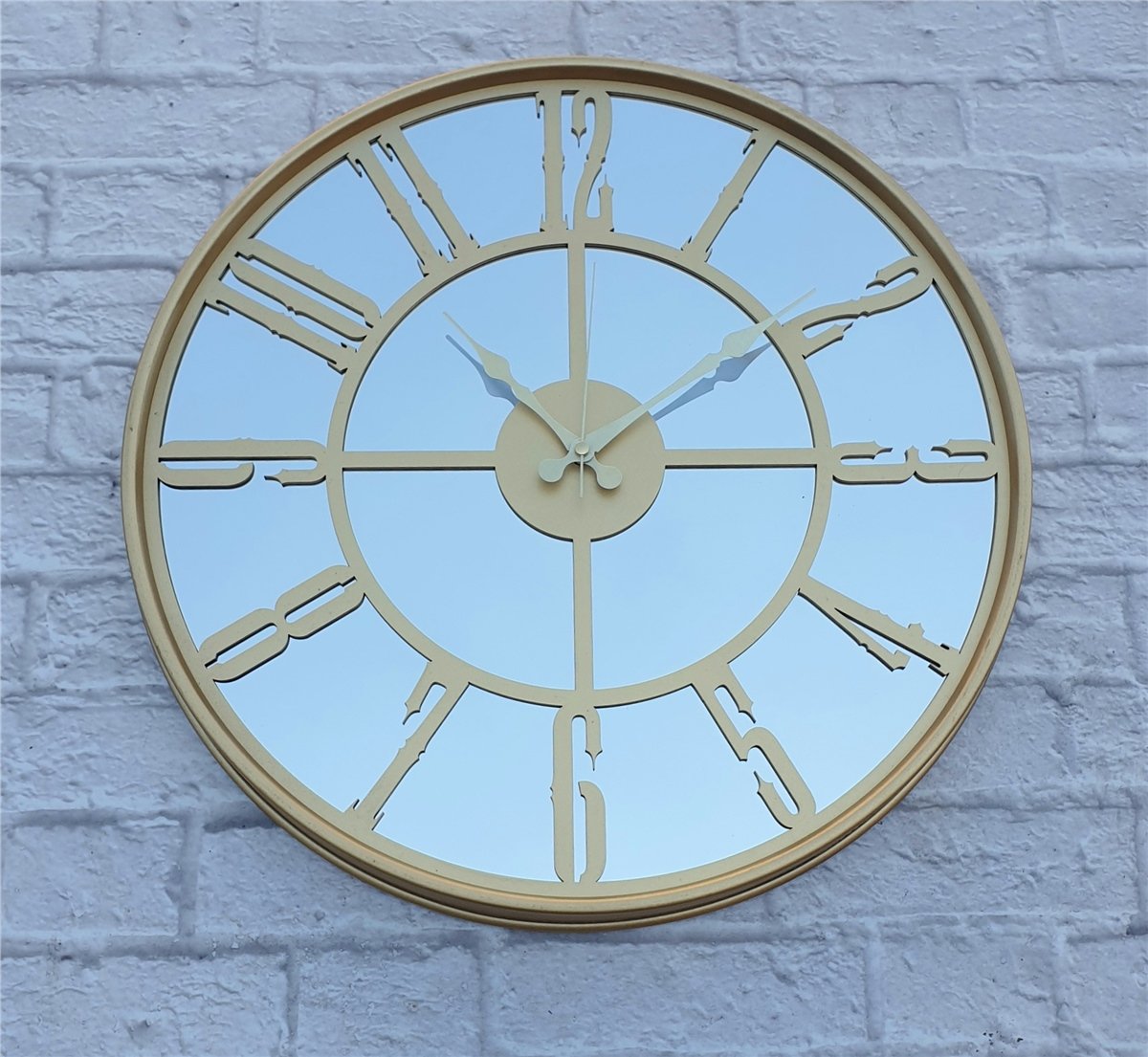 Markakanvas Altın (GOLD) Renk Metal Kasalı Aynalı Duvar Saati Çap 40 cm - Çap 50 cm