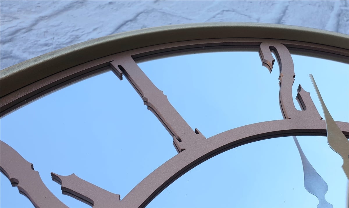 Markakanvas Altın (GOLD) Renk Metal Kasalı Aynalı Duvar Saati Çap 40 cm - Çap 50 cm