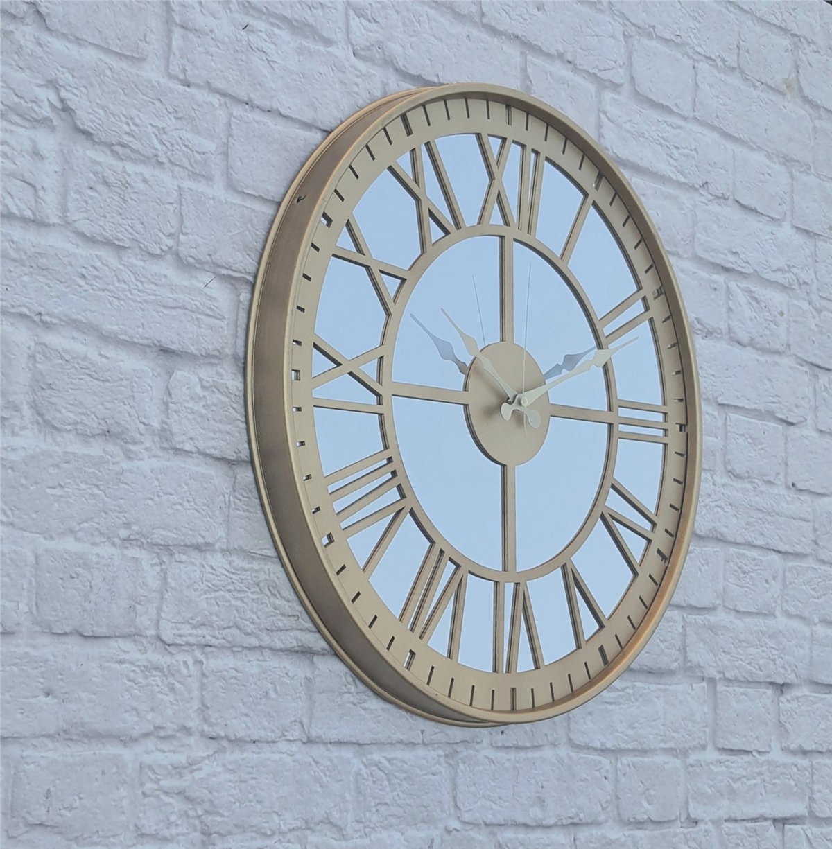 Markakanvas Altın (GOLD) Renk Metal Kasalı Aynalı Duvar Saati Çap 40 cm - Çap 50 cm