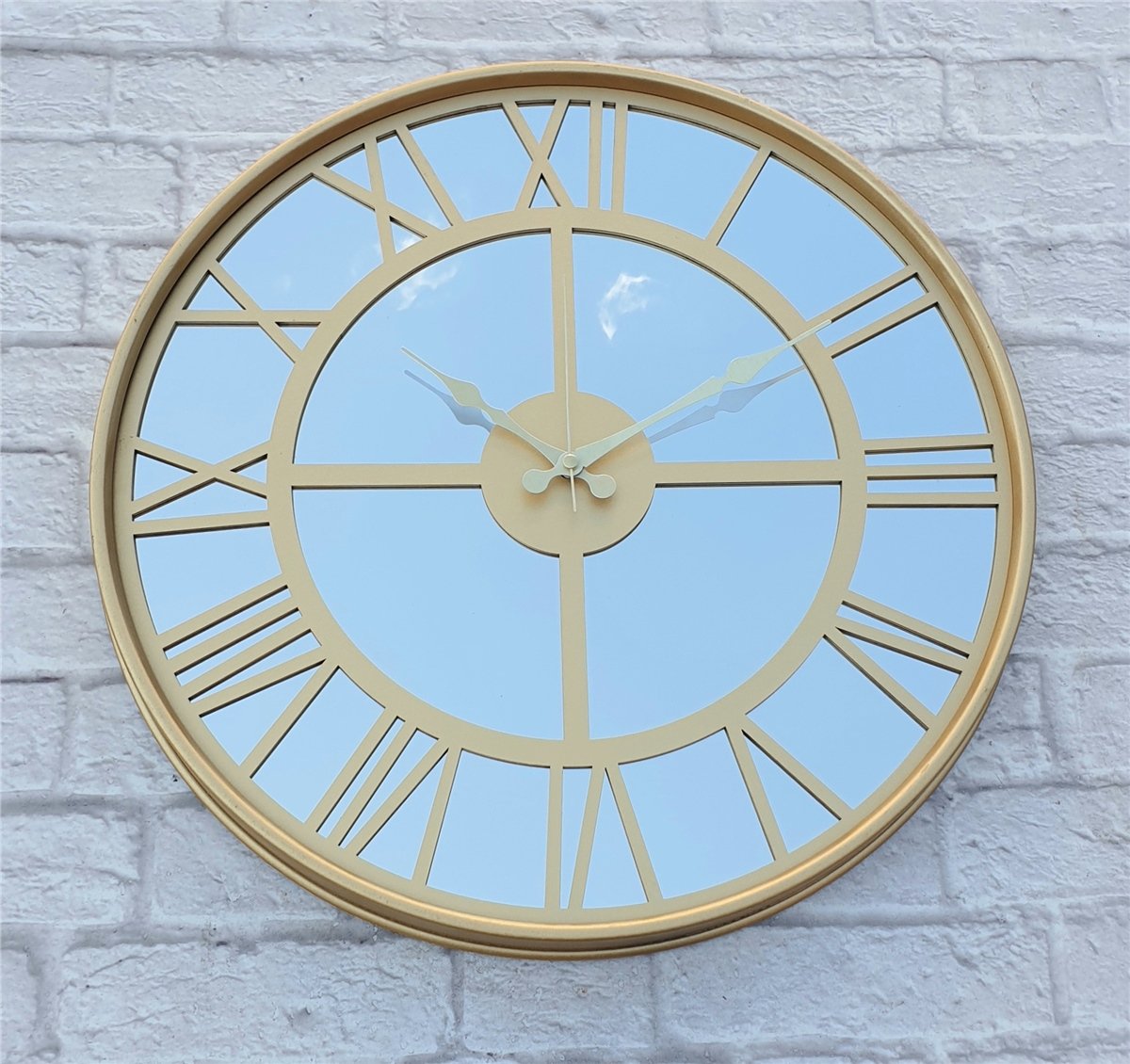 Markakanvas Altın (GOLD) Renk Metal Kasalı Aynalı Duvar Saati Çap 40 cm - Çap 50 cm
