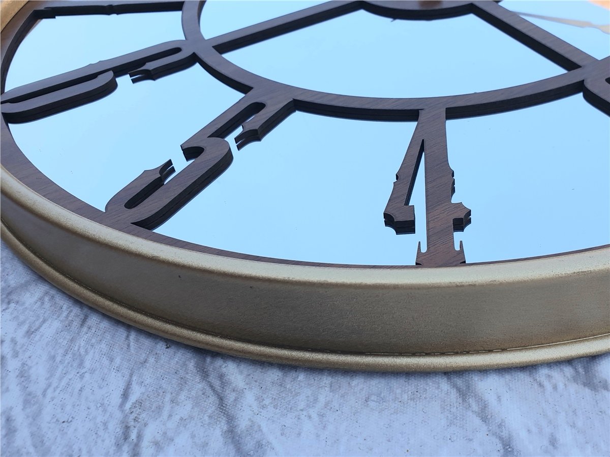 Markakanvas Altın (GOLD) Renk Metal Kasalı Aynalı Duvar Saati Çap 40 cm - Çap 50 cm