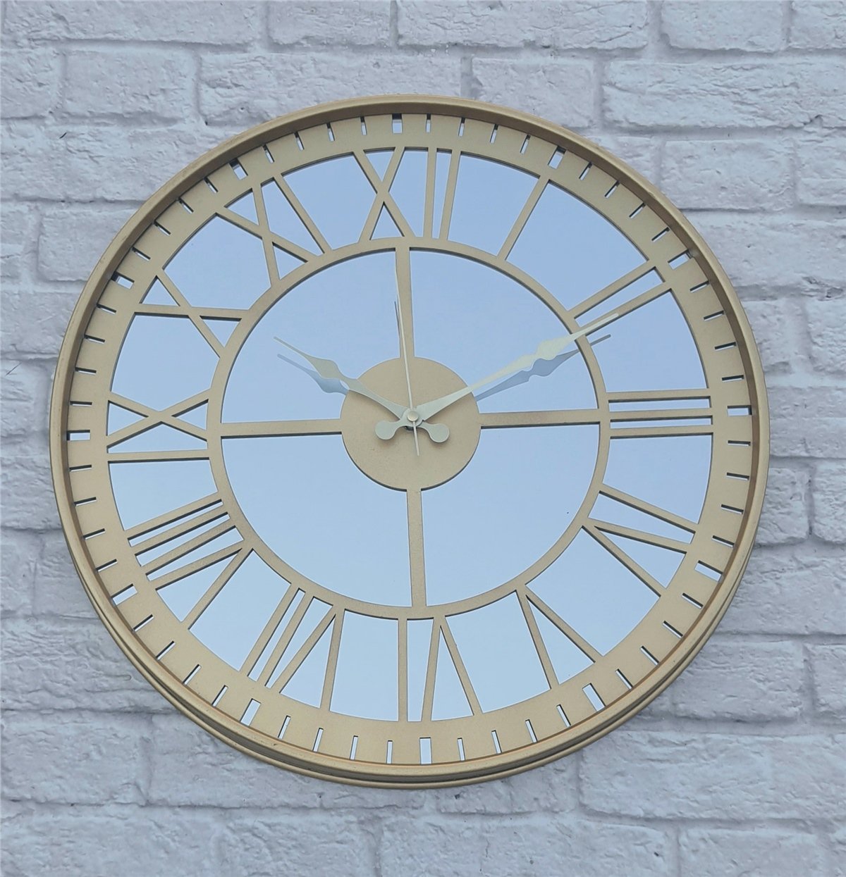 Markakanvas Altın (GOLD) Renk Metal Kasalı Aynalı Duvar Saati Çap 40 cm - Çap 50 cm