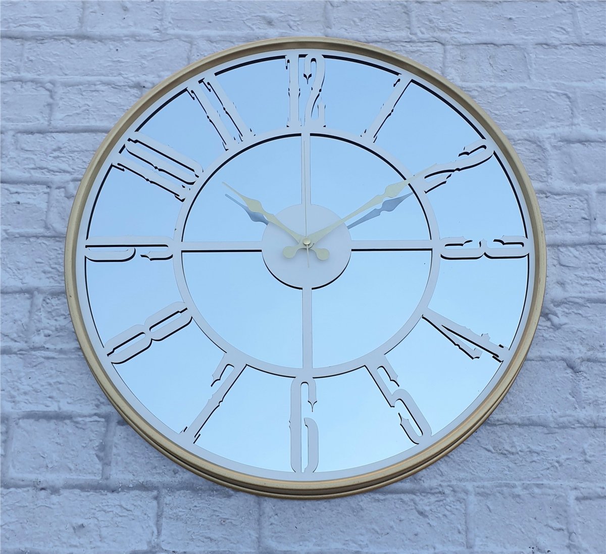Markakanvas Altın (GOLD) Renk Metal Kasalı Aynalı Duvar Saati Çap 40 cm - Çap 50 cm