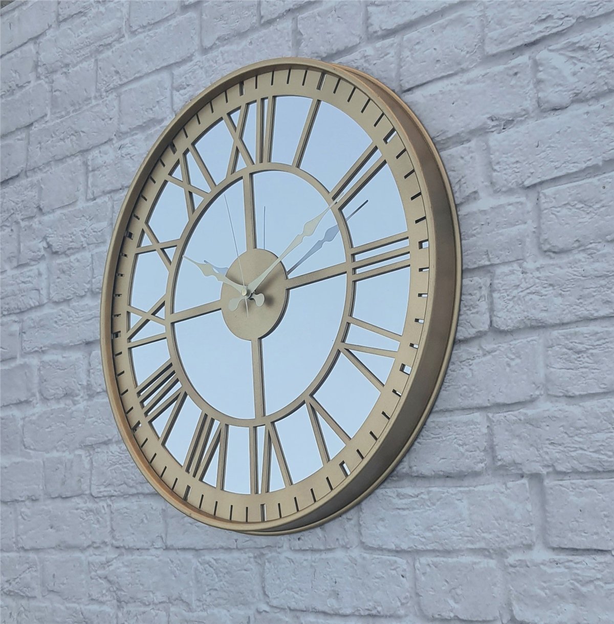 Markakanvas Altın (GOLD) Renk Metal Kasalı Aynalı Duvar Saati Çap 40 cm - Çap 50 cm