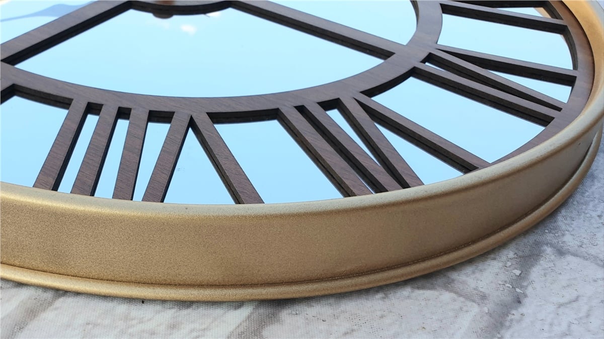Markakanvas Altın (GOLD) Renk Metal Kasalı Aynalı Duvar Saati Çap 40 cm - Çap 50 cm