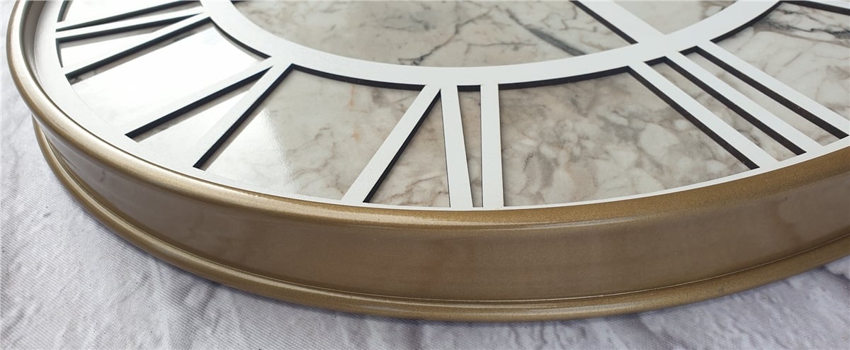Markakanvas Altın(Gold) Renk Metal Kasalı Mermer Desenli Duvar Saati Çap 50 - 80 cm