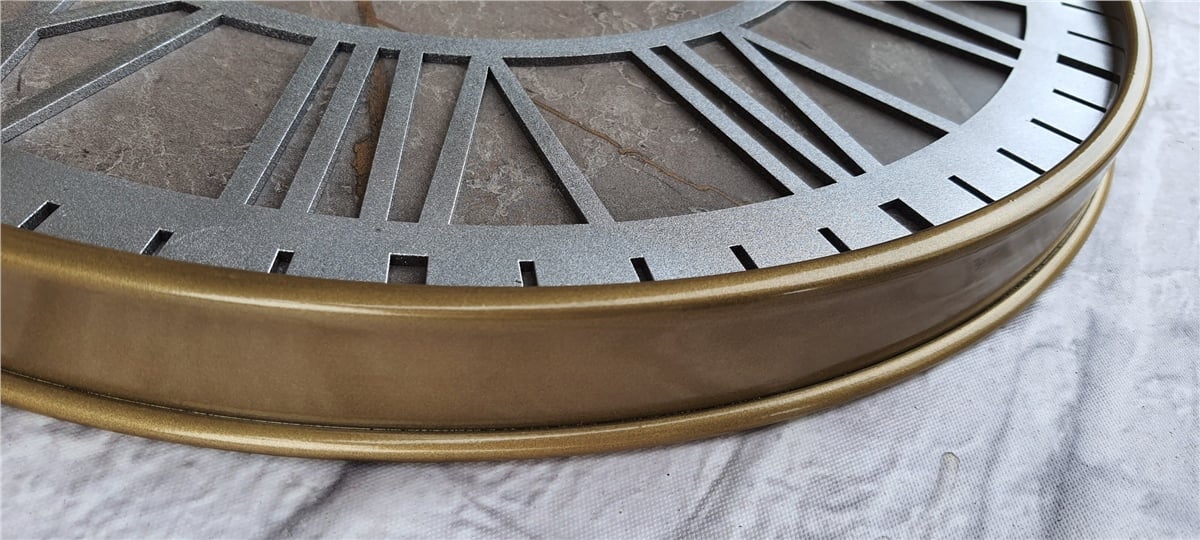 Markakanvas Altın(gold) Renkli Metal Kasalı Mermer Desenli  Duvar Saati  ( Çap 50 cm -Çap 80 cm )