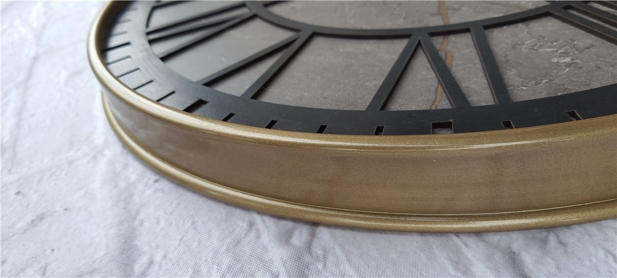 Markakanvas Altın(gold) Renkli Metal Kasalı Mermer Desenli  Duvar Saati  ( Çap 50 cm -Çap 80 cm )