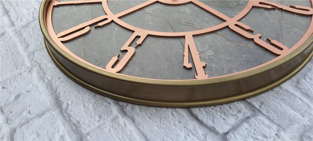 Markakanvas Altın(gold) Renkli Metal Kasalı Mermer Desenli  Duvar Saati  ( Çap 50 cm -Çap 80 cm )