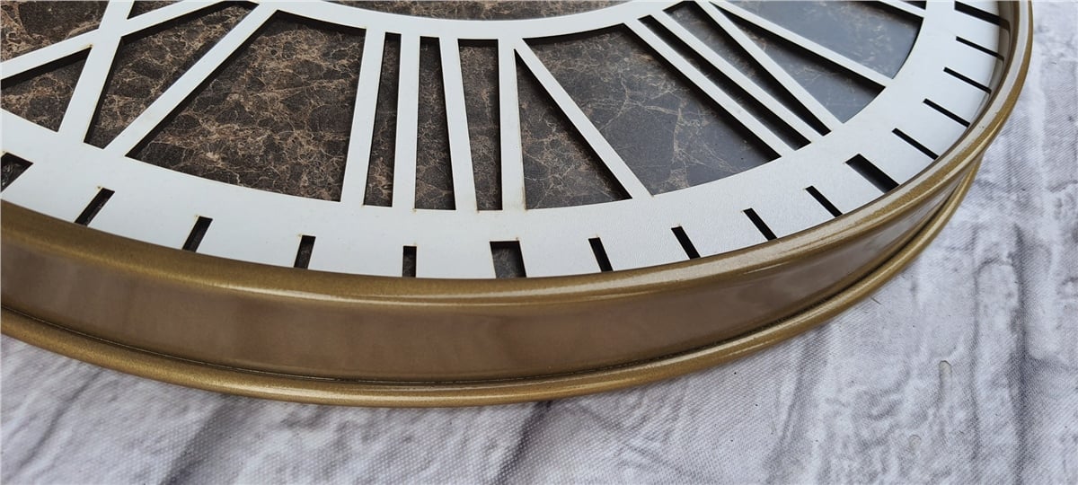 Markakanvas Altın(gold) Renkli Metal Kasalı Mermer Desenli  Duvar Saati  ( Çap 50 cm -Çap 80 cm )