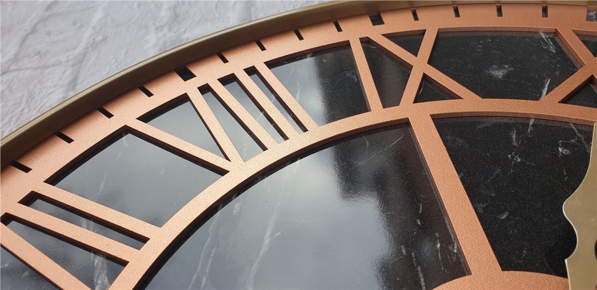 Markakanvas Altın(Gold) Renkli Metal Kasalı Mermer Desenli  Duvar Saati  ( Çap 50 cm -Çap 80 cm )