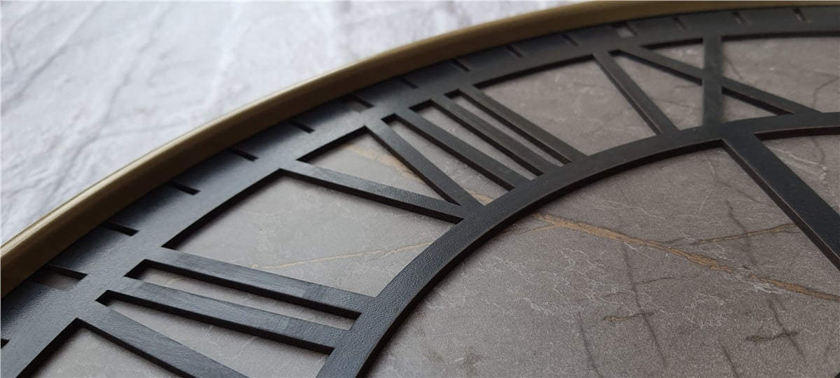 Markakanvas Altın(gold) Renkli Metal Kasalı Mermer Desenli  Duvar Saati  ( Çap 50 cm -Çap 80 cm )