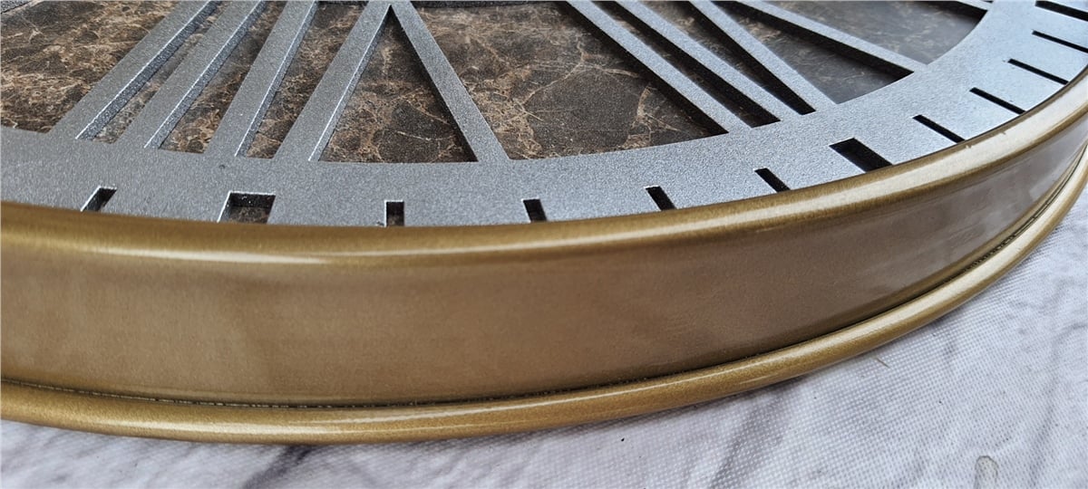 Markakanvas Altın(gold) Renkli Metal Kasalı Mermer Desenli  Duvar Saati  ( Çap 50 cm -Çap 80 cm )