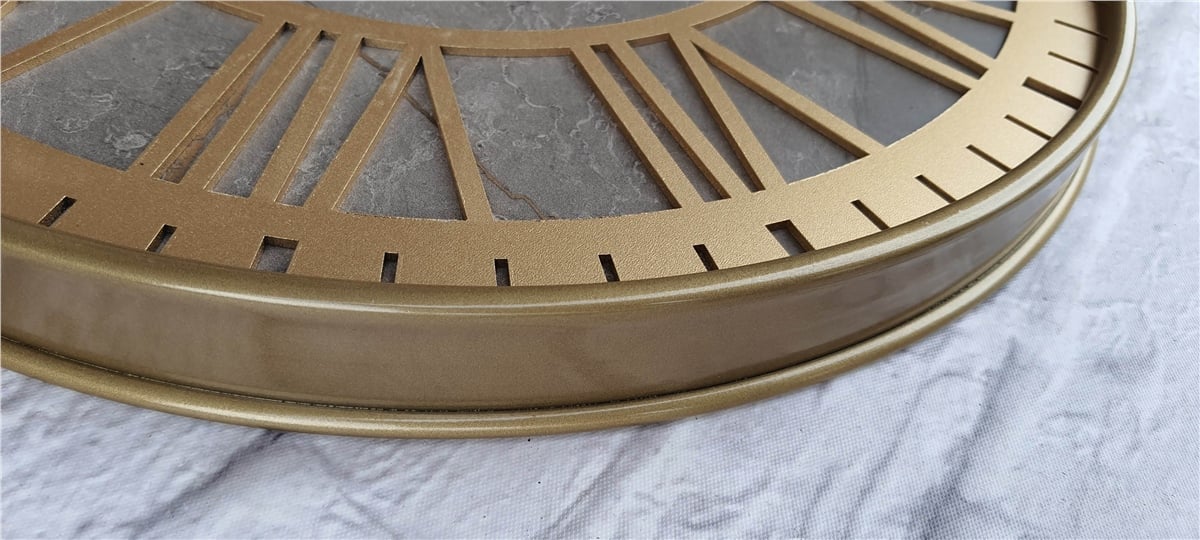 Markakanvas Altın(gold) Renkli Metal Kasalı Mermer Desenli  Duvar Saati  ( Çap 50 cm -Çap 80 cm )
