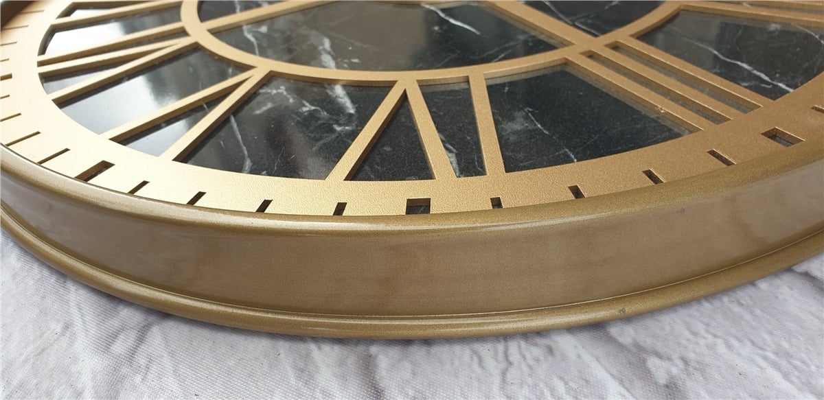 Markakanvas Altın(Gold) Renkli Metal Kasalı Mermer Desenli  Duvar Saati  ( Çap 50 cm -Çap 80 cm )