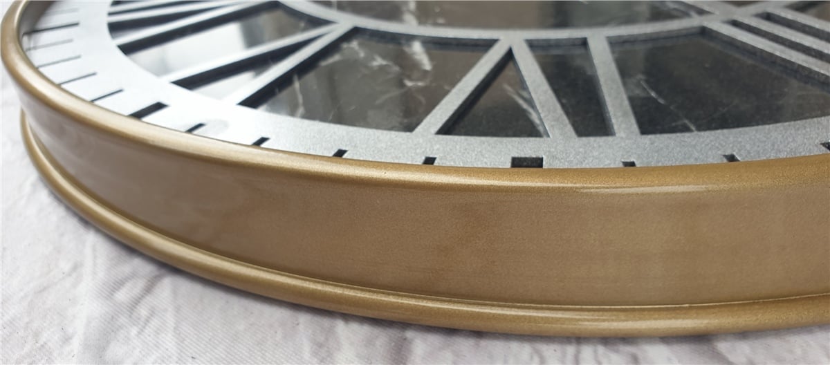 Markakanvas Altın(Gold) Renkli Metal Kasalı Mermer Desenli  Duvar Saati  ( Çap 50 cm -Çap 80 cm )