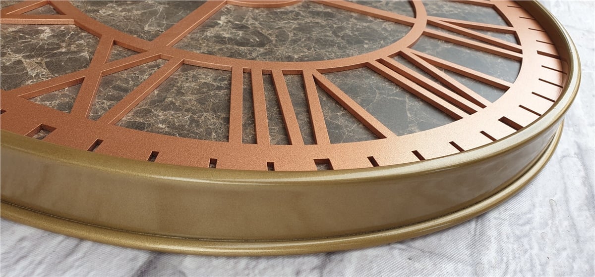 Markakanvas Altın(gold) Renkli Metal Kasalı Mermer Desenli  Duvar Saati  ( Çap 50 cm -Çap 80 cm )