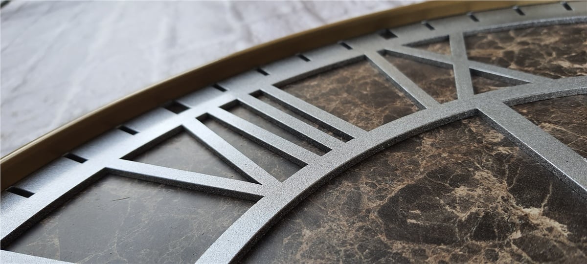 Markakanvas Altın(gold) Renkli Metal Kasalı Mermer Desenli  Duvar Saati  ( Çap 50 cm -Çap 80 cm )