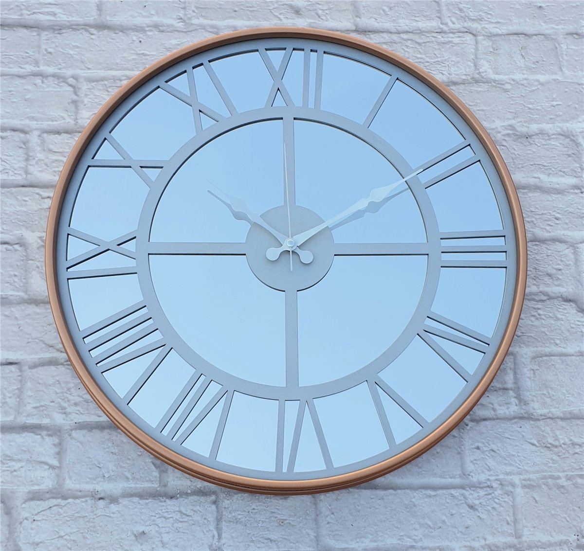 Markakanvas Bakır Renkli Metal Kasalı Aynalı  Duvar Saati Çap 40 cm - Çap 50 cm