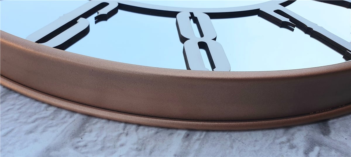 Markakanvas Bakır Renkli Metal Kasalı Aynalı  Duvar Saati Çap 40 cm - Çap 50 cm