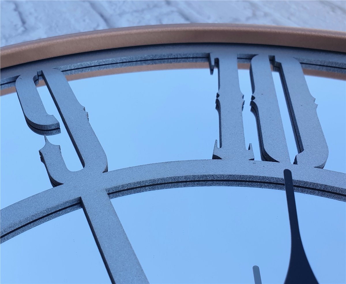 Markakanvas Bakır Renkli Metal Kasalı Aynalı  Duvar Saati Çap 40 cm - Çap 50 cm