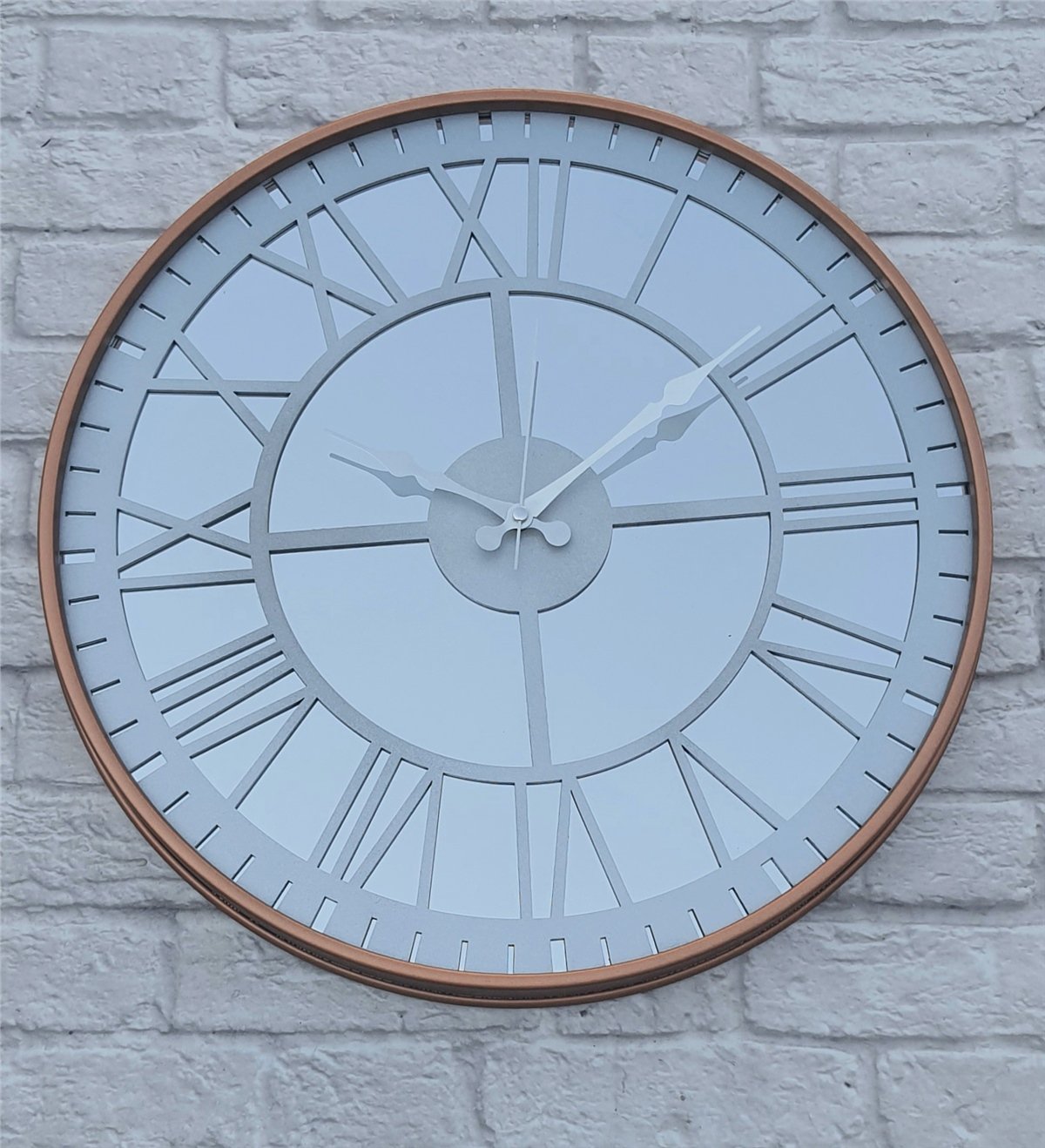 Markakanvas Bakır Renkli Metal Kasalı Aynalı  Duvar Saati Çap 40 cm - Çap 50 cm