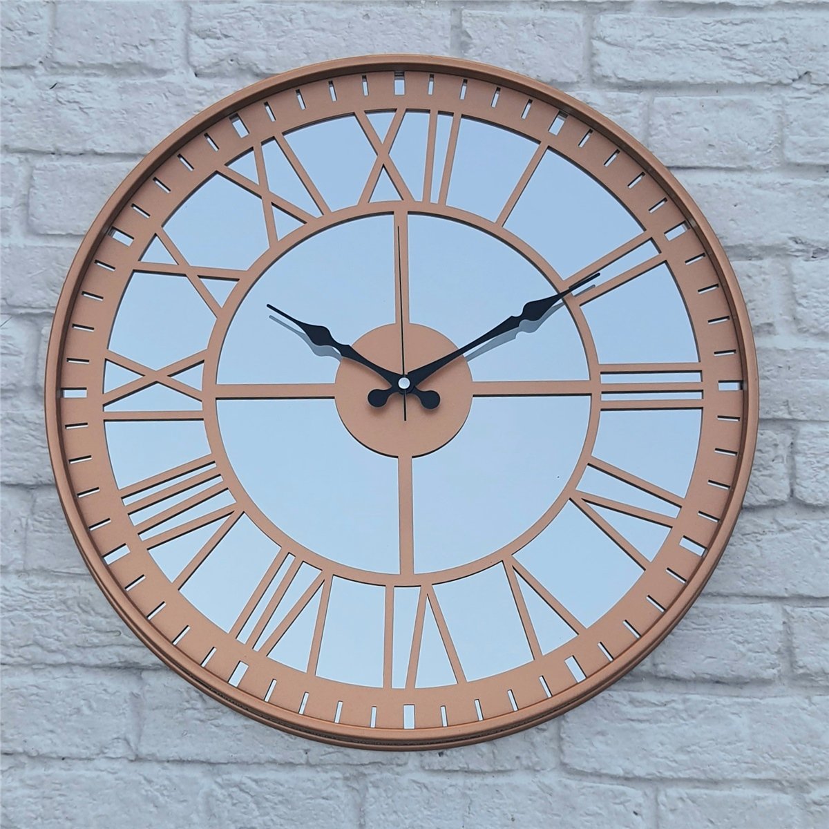 Markakanvas Bakır Renkli Metal Kasalı Aynalı  Duvar Saati Çap 40 cm - Çap 50 cm
