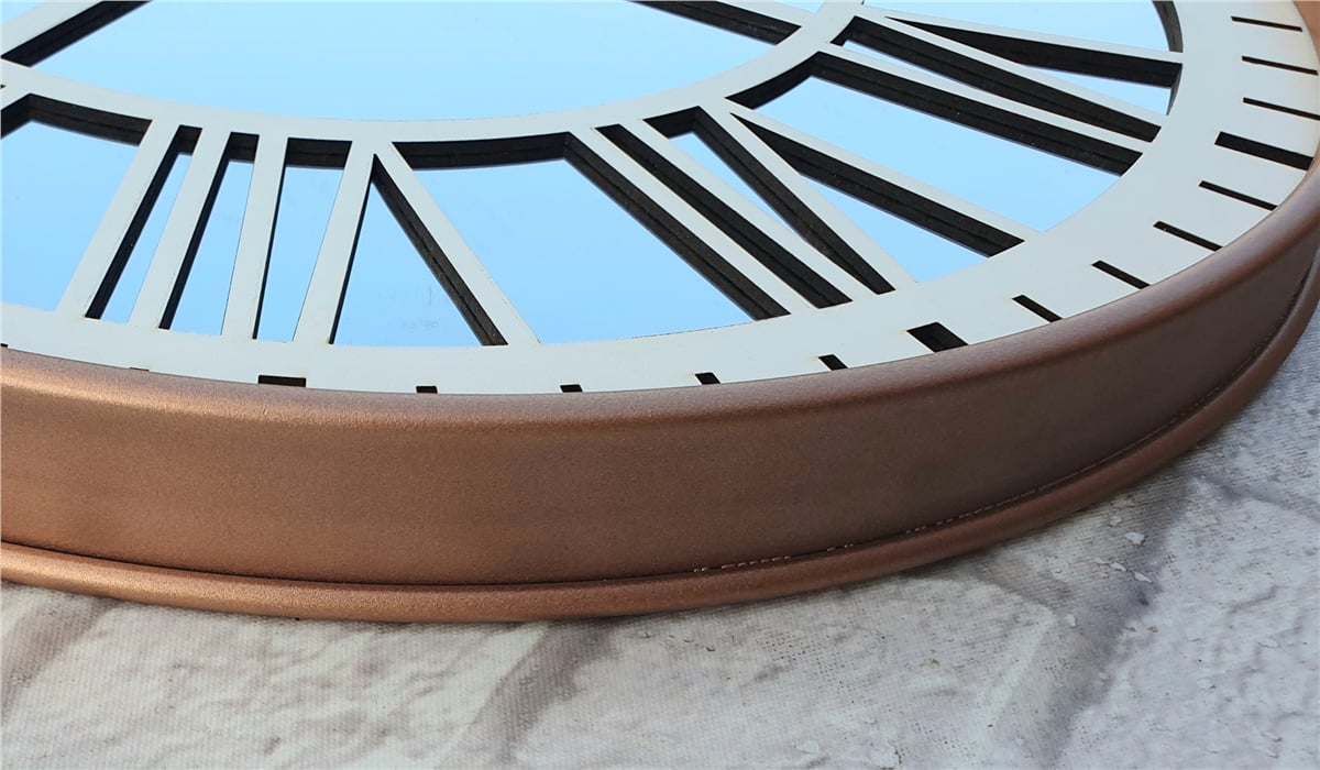 Markakanvas Bakır Renkli Metal Kasalı Aynalı  Duvar Saati Çap 40 cm - Çap 50 cm