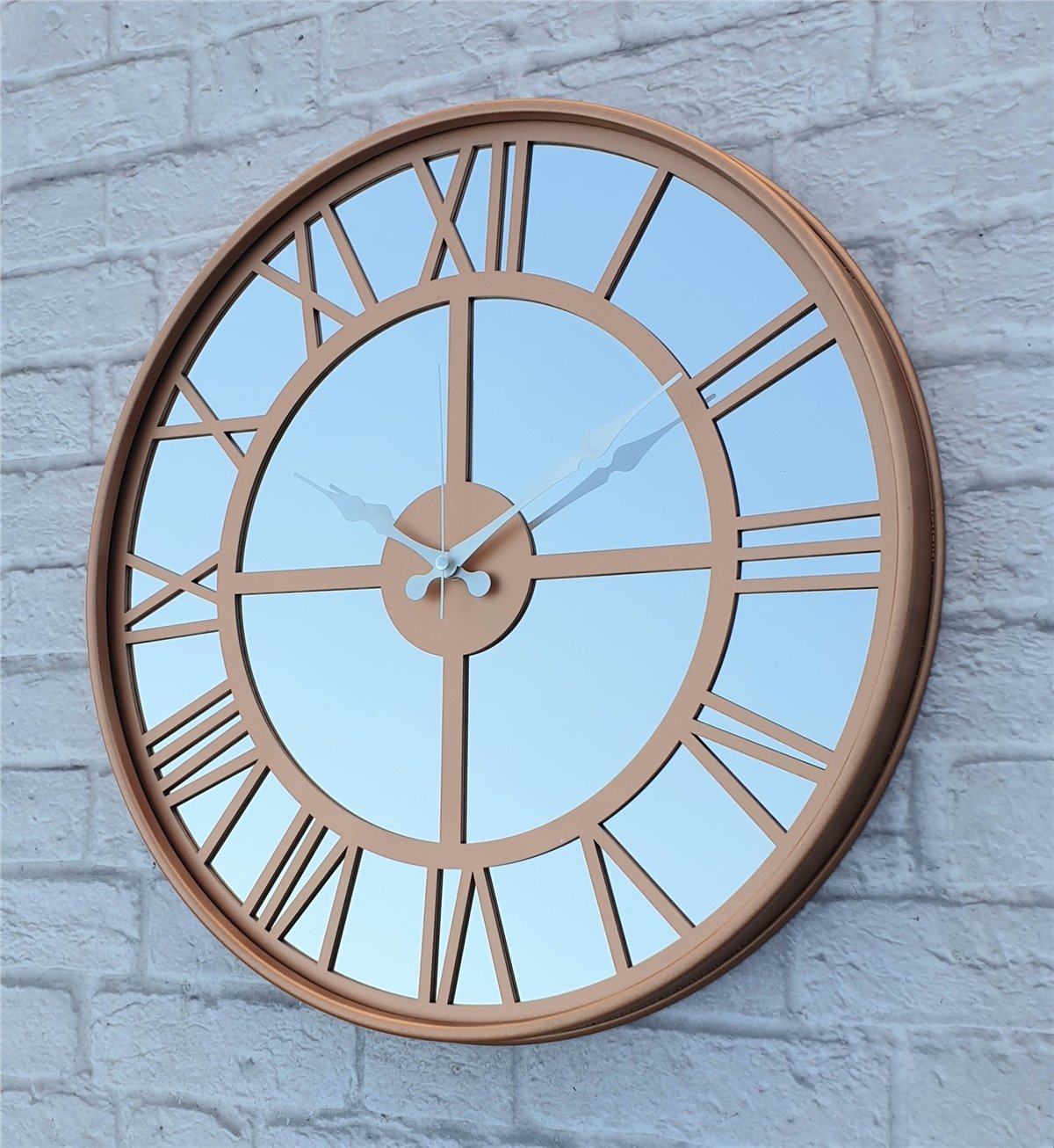 Markakanvas Bakır Renkli Metal Kasalı Aynalı  Duvar Saati Çap 40 cm - Çap 50 cm