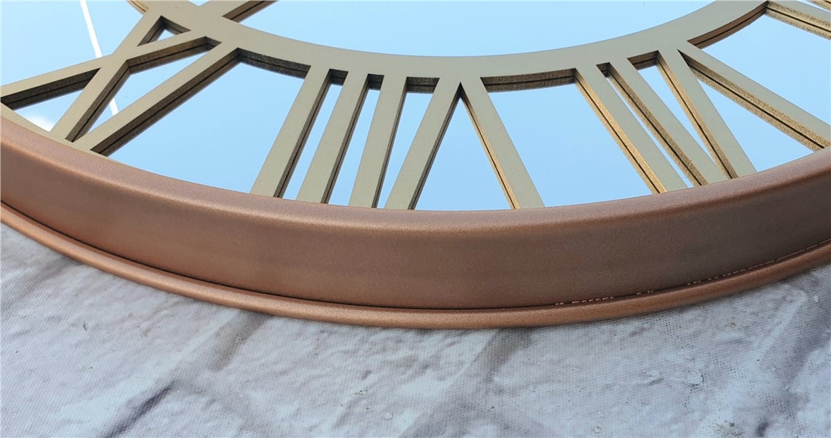 Markakanvas Bakır Renkli Metal Kasalı Aynalı  Duvar Saati Çap 40 cm - Çap 50 cm