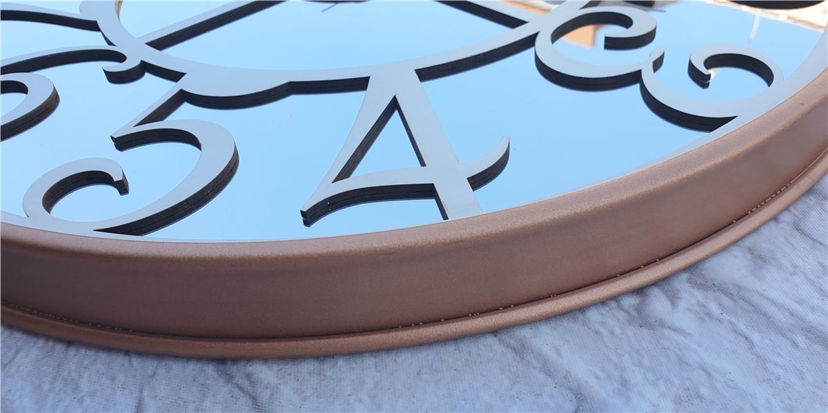 Markakanvas Bakır Renkli Metal Kasalı Aynalı  Duvar Saati Çap 40 cm - Çap 50 cm