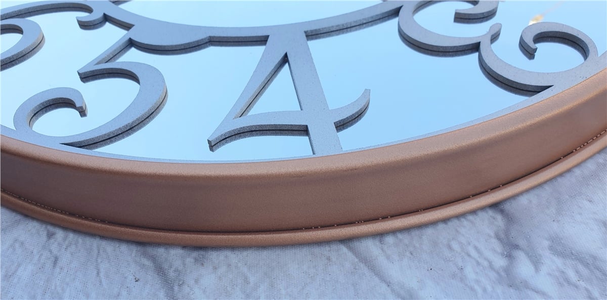 Markakanvas Bakır Renkli Metal Kasalı Aynalı  Duvar Saati Çap 40 cm - Çap 50 cm
