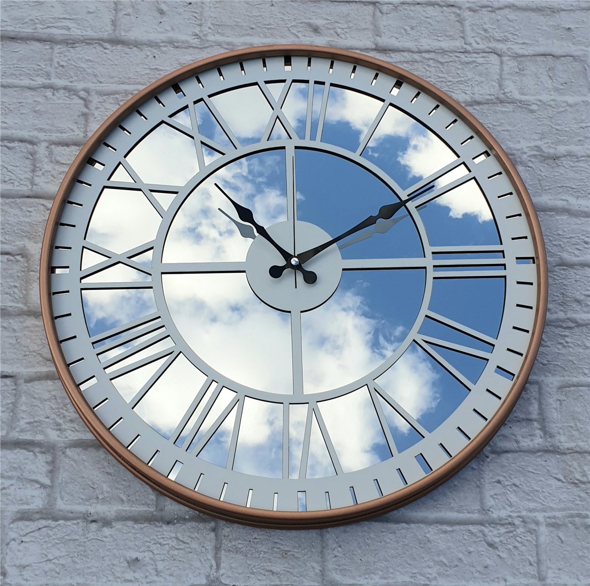 Markakanvas Bakır Renkli Metal Kasalı Aynalı  Duvar Saati Çap 40 cm - Çap 50 cm