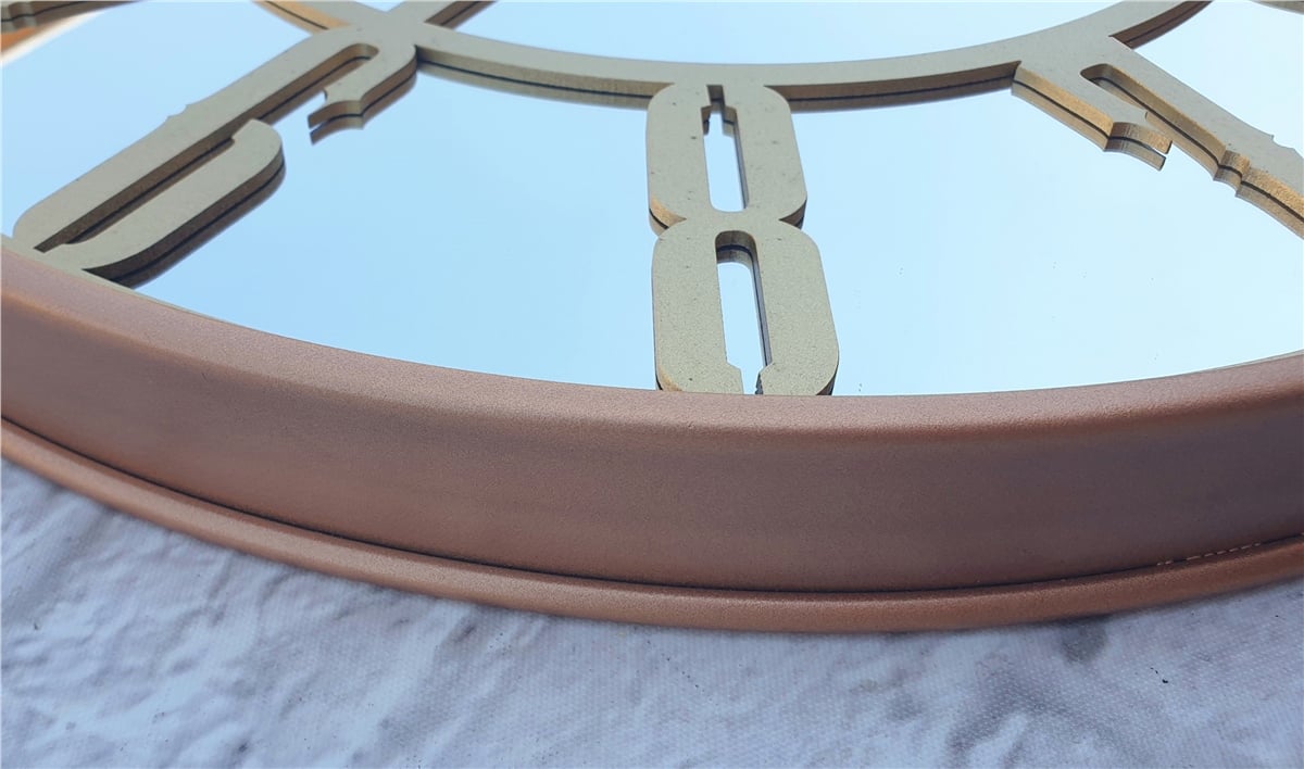 Markakanvas Bakır Renkli Metal Kasalı Aynalı  Duvar Saati Çap 40 cm - Çap 50 cm