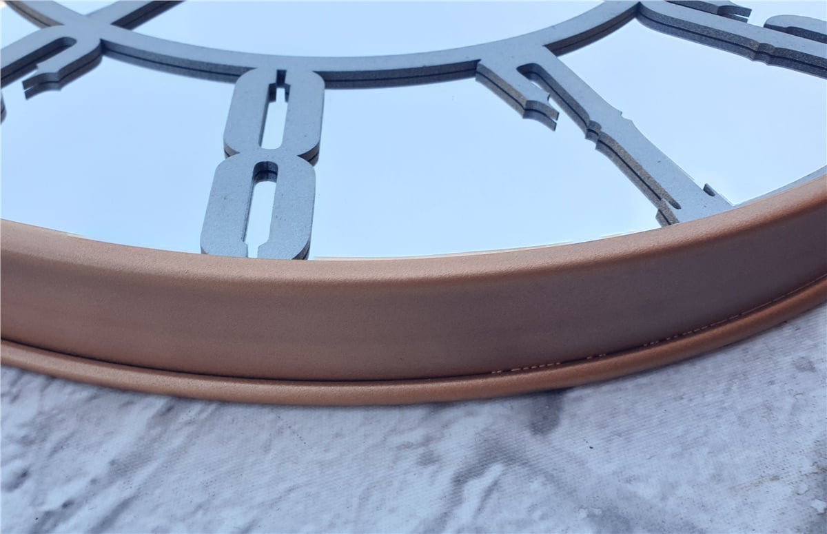 Markakanvas Bakır Renkli Metal Kasalı Aynalı  Duvar Saati Çap 40 cm - Çap 50 cm