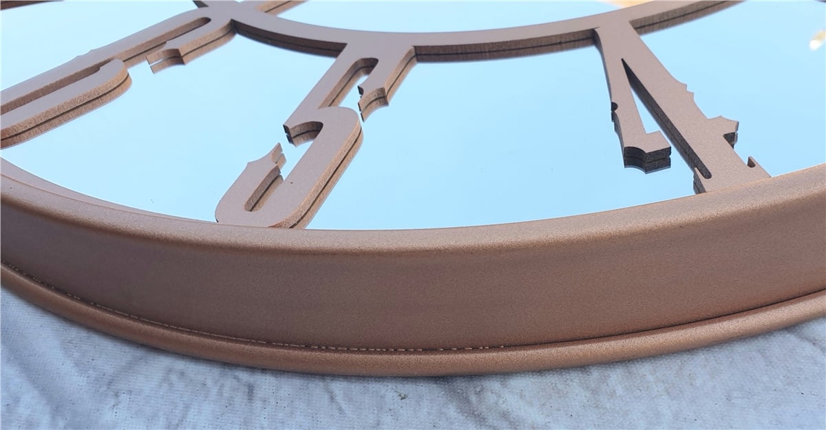 Markakanvas Bakır Renkli Metal Kasalı Aynalı  Duvar Saati Çap 40 cm - Çap 50 cm