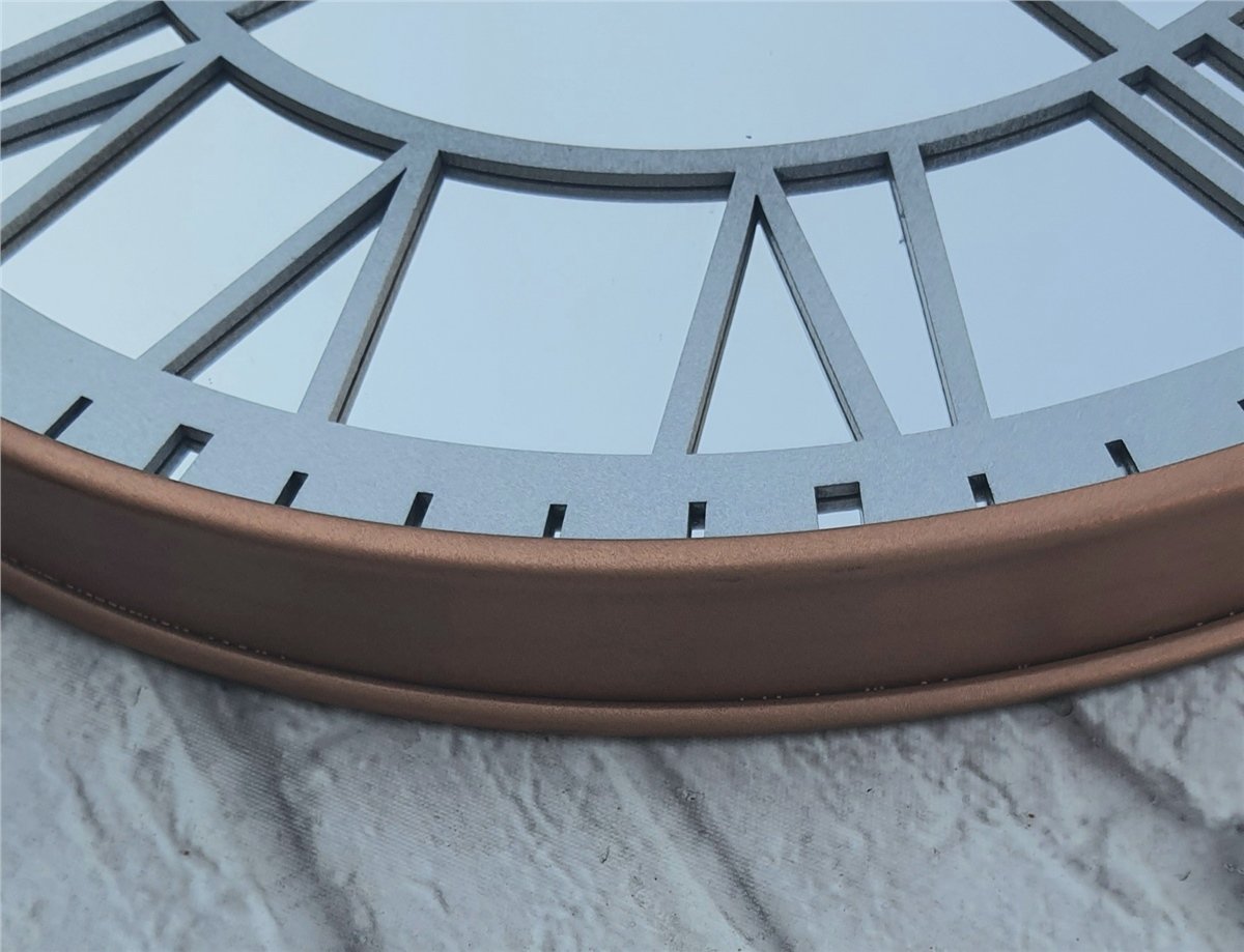 Markakanvas Bakır Renkli Metal Kasalı Aynalı  Duvar Saati Çap 40 cm - Çap 50 cm