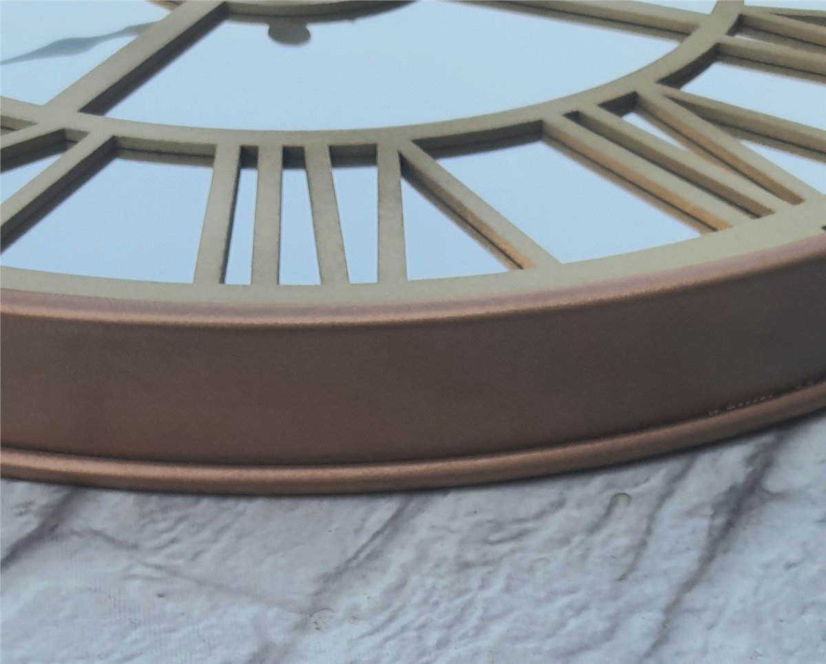 Markakanvas Bakır Renkli Metal Kasalı Aynalı  Duvar Saati Çap 40 cm - Çap 50 cm