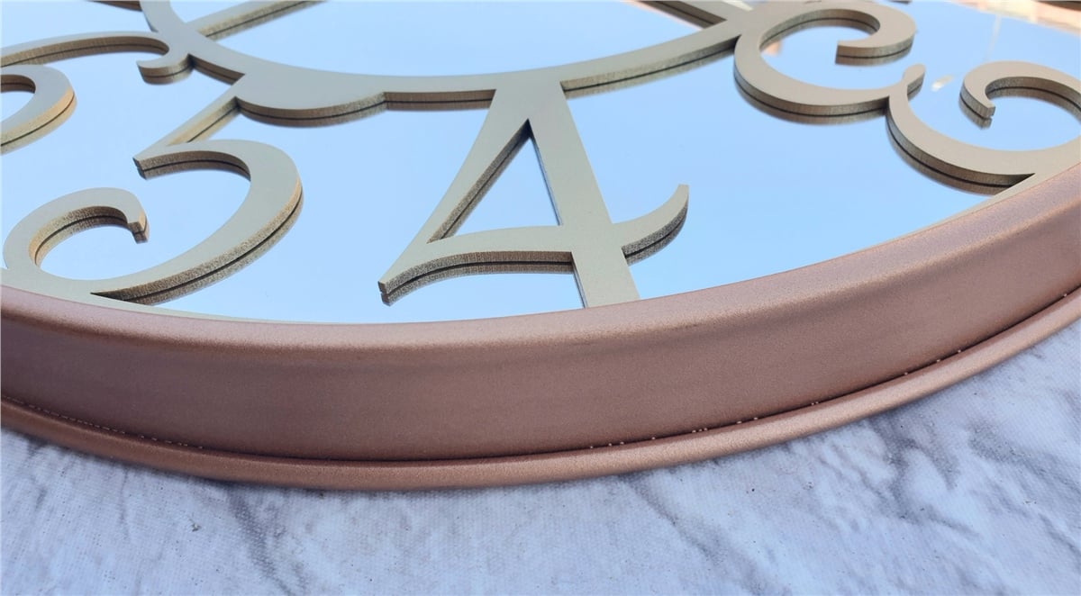 Markakanvas Bakır Renkli Metal Kasalı Aynalı  Duvar Saati Çap 40 cm - Çap 50 cm