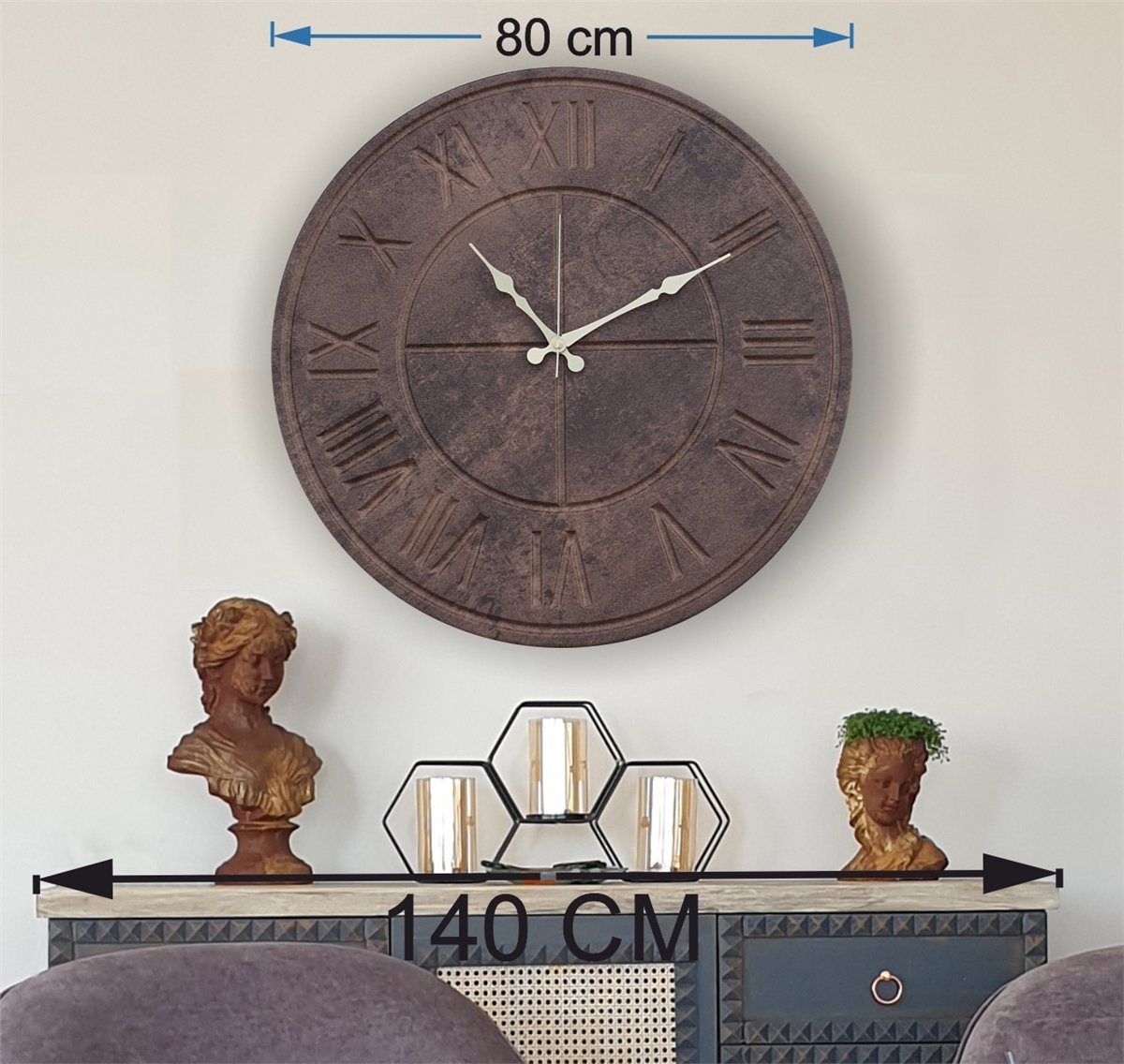 Markakanvas Beton Renkli Duvar Saati (Çap 50 cm - 80 cm )