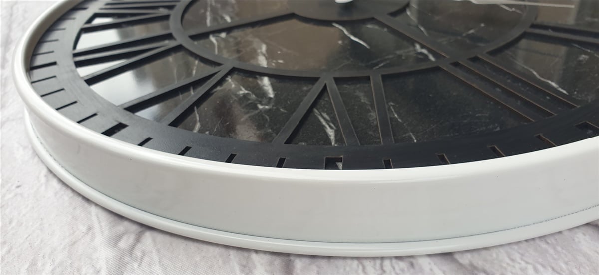 Markakanvas Beyaz Metal Kasalı Mermer Desenli  Duvar Saati  ( Çap 50 cm -Çap 80 cm )