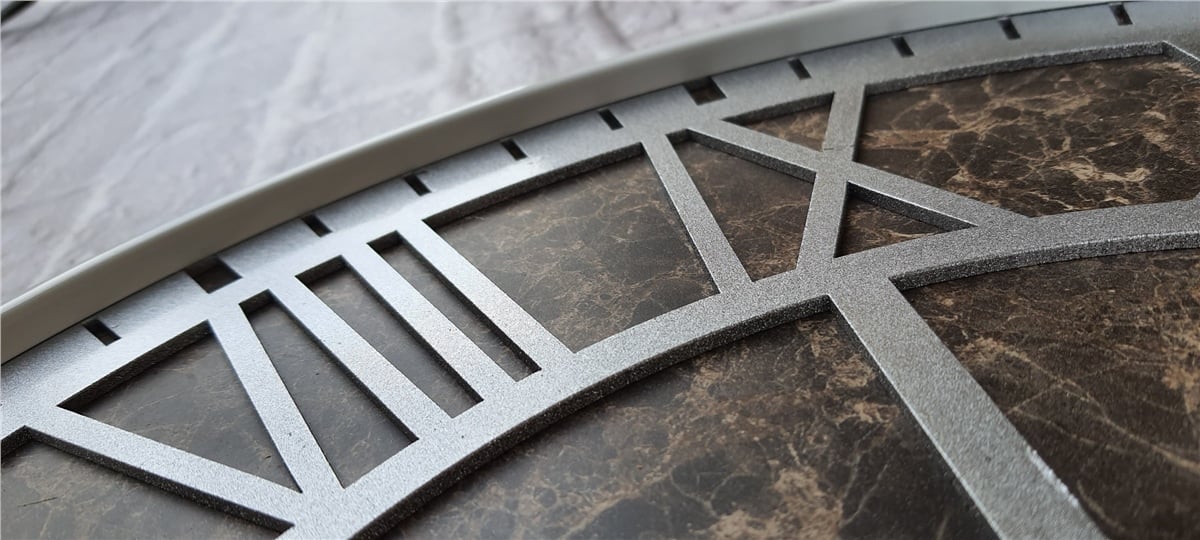 Markakanvas Beyaz Metal Kasalı Mermer Desenli  Duvar Saati  ( Çap 50 cm -Çap 80 cm )