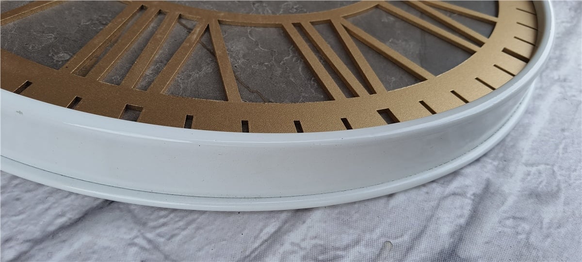 Markakanvas Beyaz Metal Kasalı Mermer Desenli  Duvar Saati  ( Çap 50 cm -Çap 80 cm )