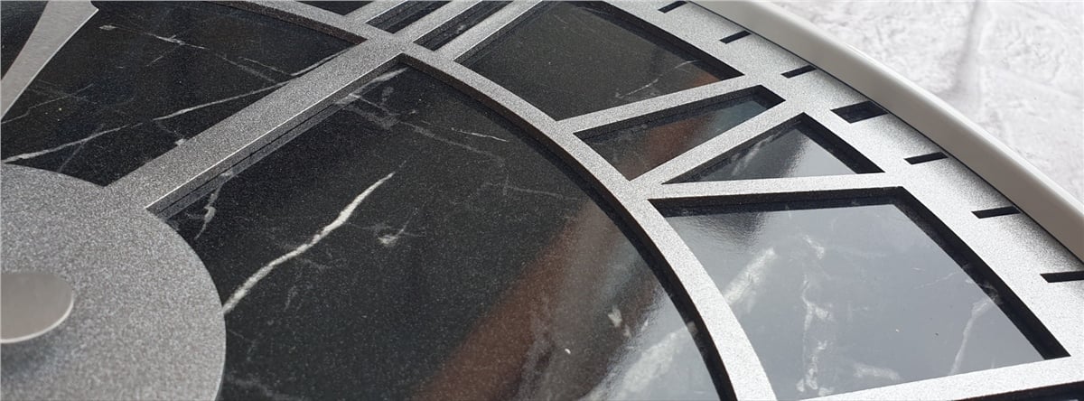 Markakanvas Beyaz Metal Kasalı Mermer Desenli  Duvar Saati  ( Çap 50 cm -Çap 80 cm )