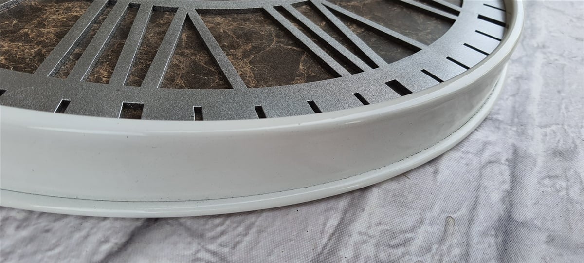 Markakanvas Beyaz Metal Kasalı Mermer Desenli  Duvar Saati  ( Çap 50 cm -Çap 80 cm )
