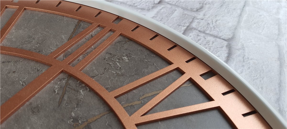 Markakanvas Beyaz Metal Kasalı Mermer Desenli  Duvar Saati  ( Çap 50 cm -Çap 80 cm )