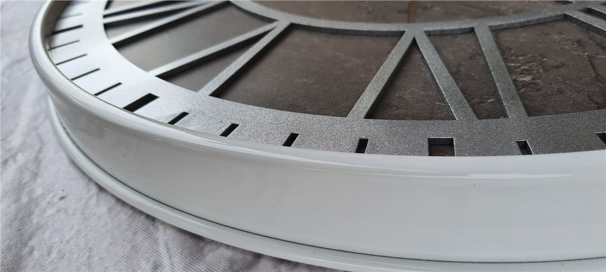 Markakanvas Beyaz Metal Kasalı Mermer Desenli  Duvar Saati  ( Çap 50 cm -Çap 80 cm )