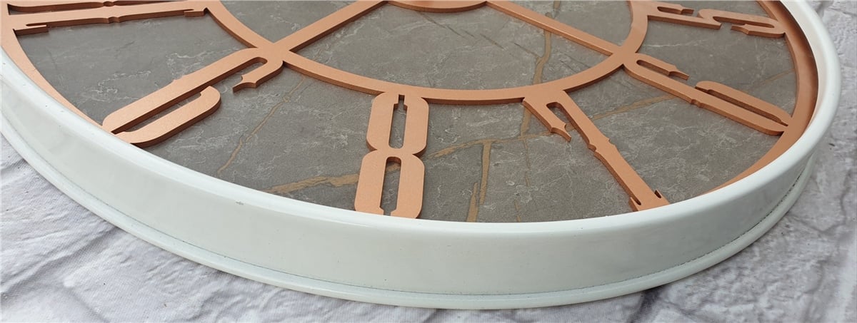 Markakanvas Beyaz Metal Kasalı Mermer Desenli  Duvar Saati  ( Çap 50 cm -Çap 80 cm )