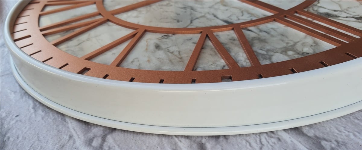 Markakanvas Beyaz Metal Kasalı Mermer Desenli  Duvar Saati  ( Çap 50 cm -Çap 80 cm )