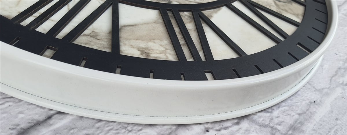 Markakanvas Beyaz Metal Kasalı Mermer Desenli  Duvar Saati  ( Çap 50 cm -Çap 80 cm )
